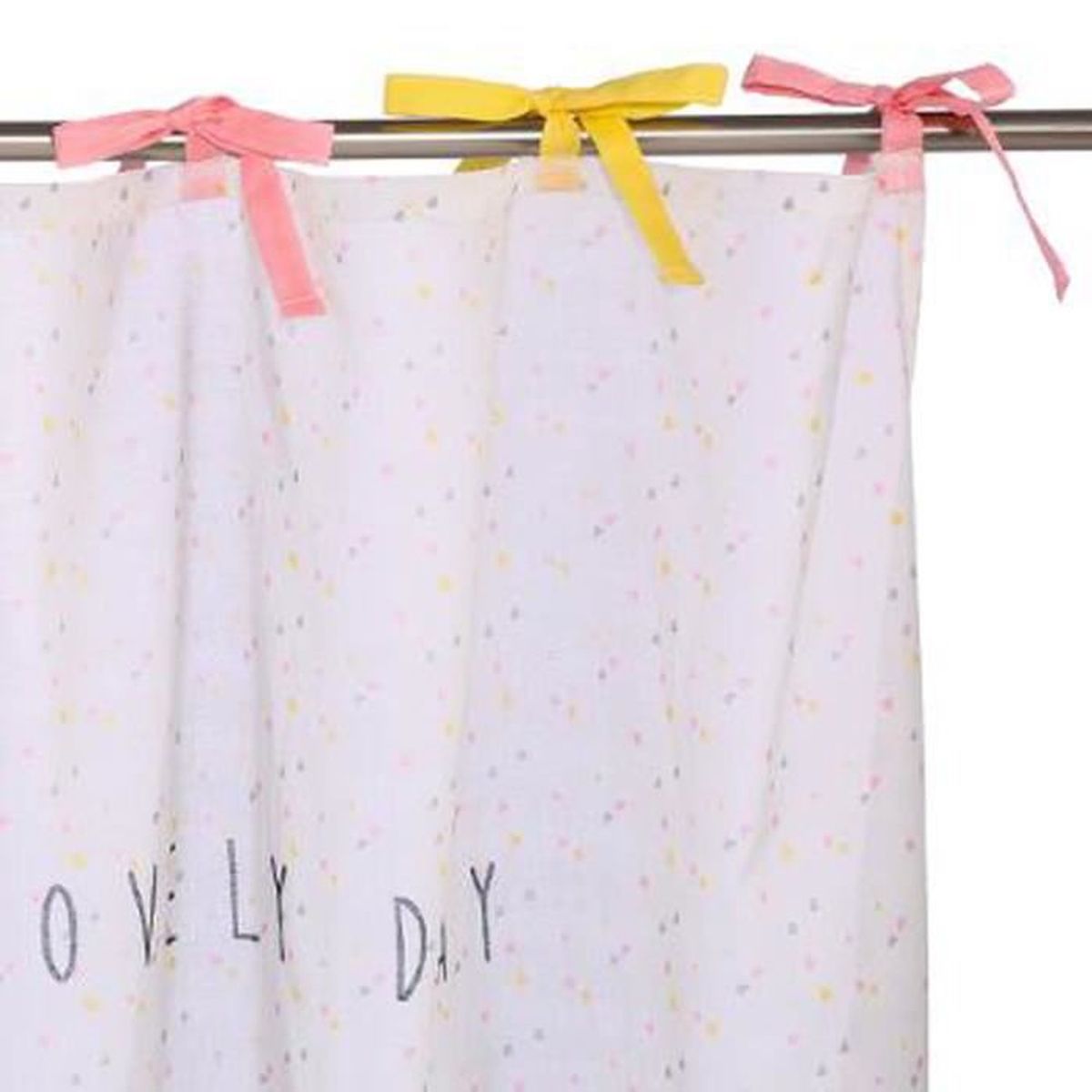 Rideau blanc motif sweety coeurs pour chambre enfant, l.260 x l ...