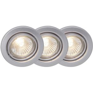 BRILLIANT Kit de 3 spots encastrables orientables Classic GU10 42W argent