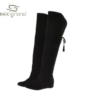 BOTTE Femme Fille Bottes Cuissard Suédé en Talon
