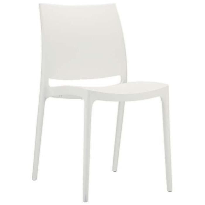 Chaise de jardin empilable en plastique crème, Dim : H81 x P50 x L44