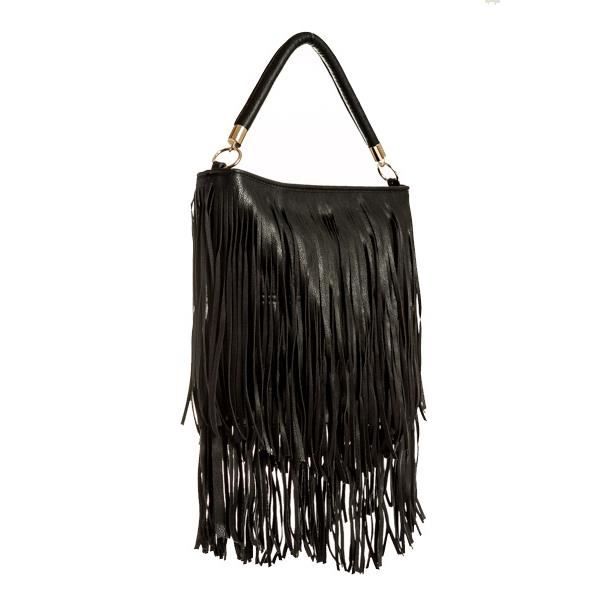 Sac à Main En Bandoulière Avec Franges - Marque Cross, Couleur Beige, Taille Moyenne, Style Boho Casual