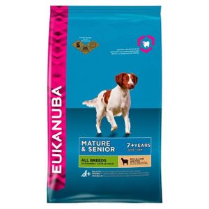 EUKANUBA Croquettes ? l'agneau et riz - Toutes races - 12kg - Pour chien mature senior