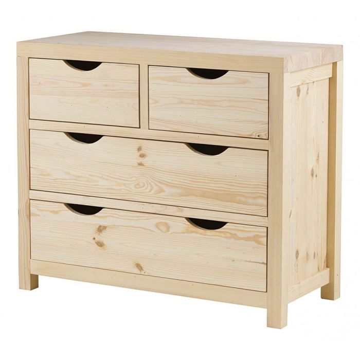 Commode pin massif brut 4 tiroirs Lune Couleurs? Achat / Vente