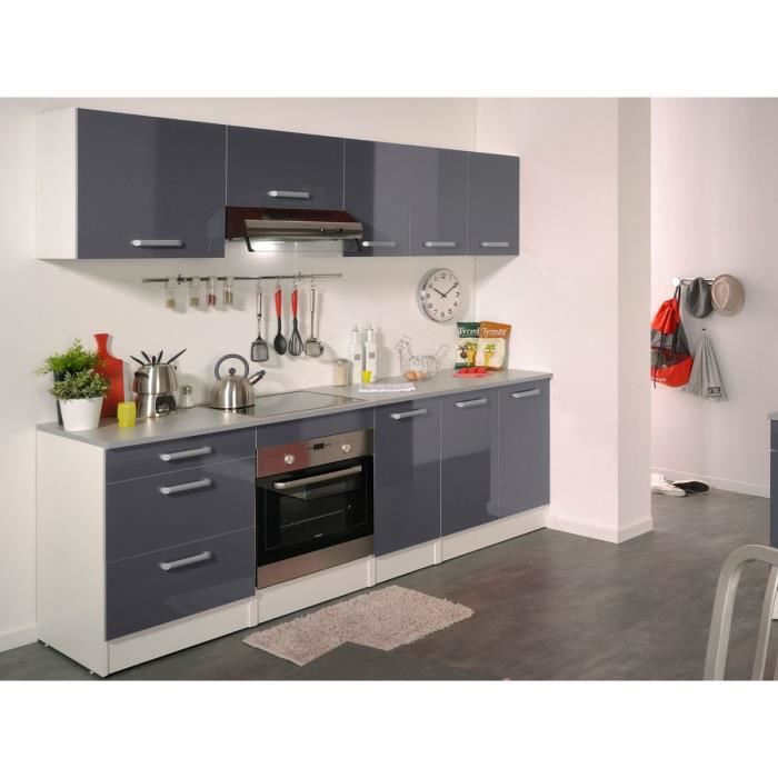 Cuisine complète 240 cm gris brillant Shiny - Achat ...