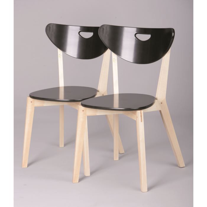 Miliboo  Chaises design bois et noir laqué LEE…  Achat / Vente chaise