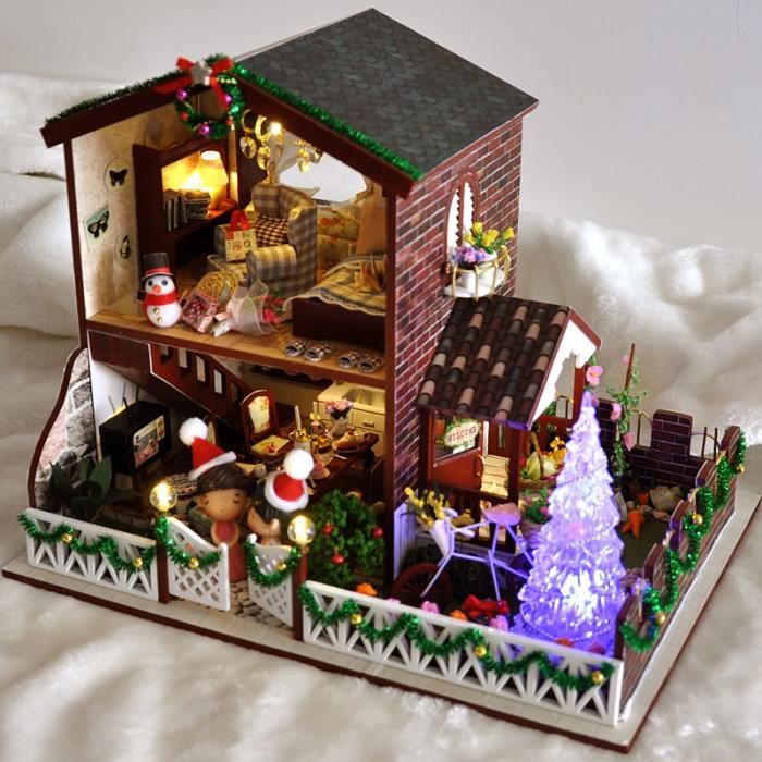 Maisons de Noël cadeau fait main poupée maison meubles Miniatura