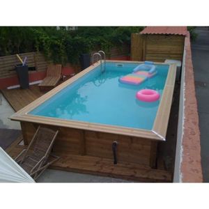UBBINK Piscine octogonale en bois Linéa 350x650xH140 cm - Liner bleu