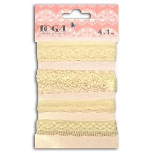TOGA Lot de 4 rubans - dentelle - ivoire - 1 m