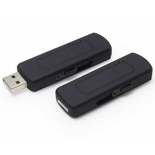 espion Clé USB rétractable noire 8GB Un micro espion dans une clé