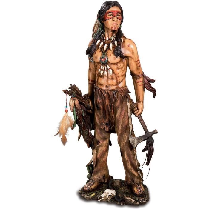 Grande statuette figurine Indien avecTomahawk 50 cm Achat / Vente