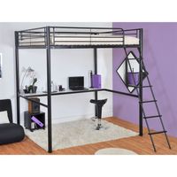 LIT COMBINE - LIT MEZZANINE Lit Mezzanine Avec Tablette Bureau couchage Nessa