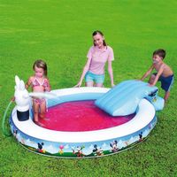 PISCINE GONFLABLE  Piscine Mickey avec toboggan et jet d'eau