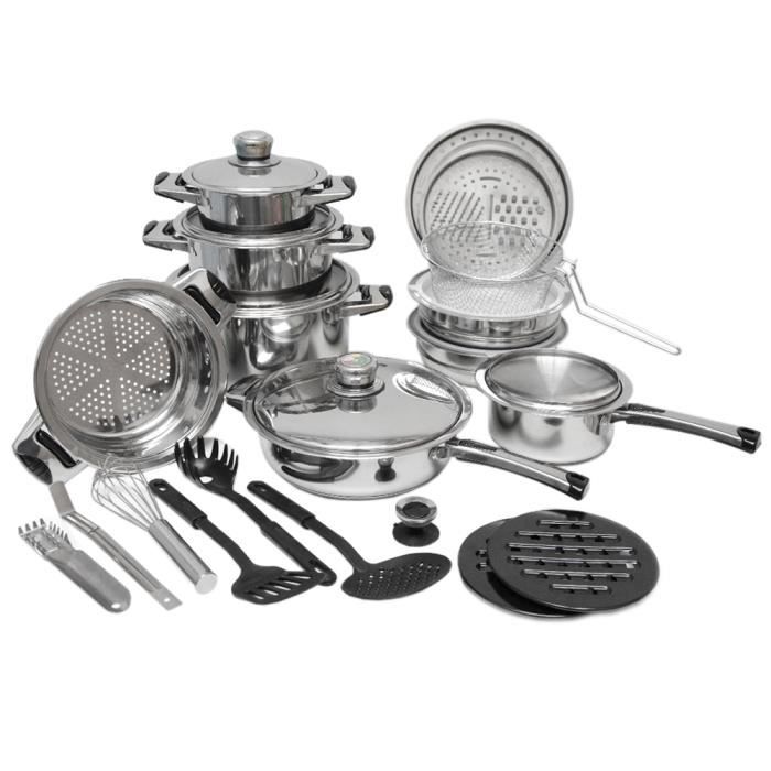 eyepower Batterie de Cuisine 27 pièces en acier inox 18/10 incl marmites poêle couvercles