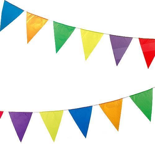 Lot de 25 Drapeaux Triangulaires Colorés à décorer Idéal pour les partys d