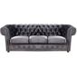 Canapé Chesterfield 3 places velours gris