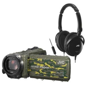 Pack JVC QUAD PROOF GZ-R415 Caméscope numérique + JVC HA-SR625 Casque circum-aural avec télécommande