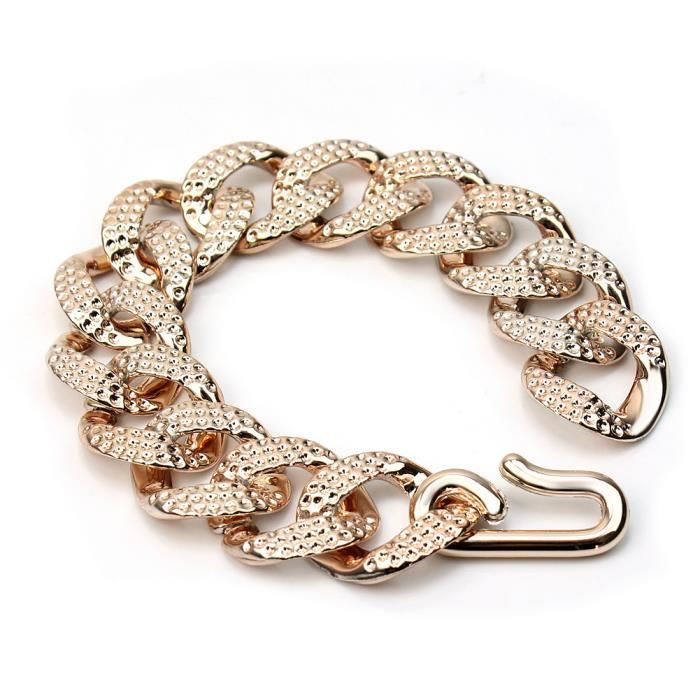 Rétro Grosses Bracelet Chaîne Bijou Maille Couleur Or Pour Femme Homme Cadeau