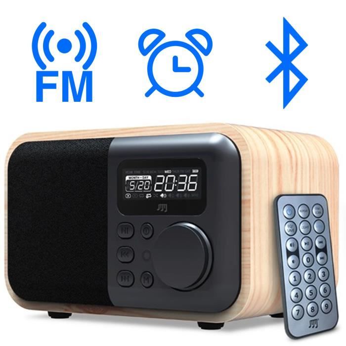 Enceinte Bluetooth fonction radioreveil design Bois naturel  Woodbox