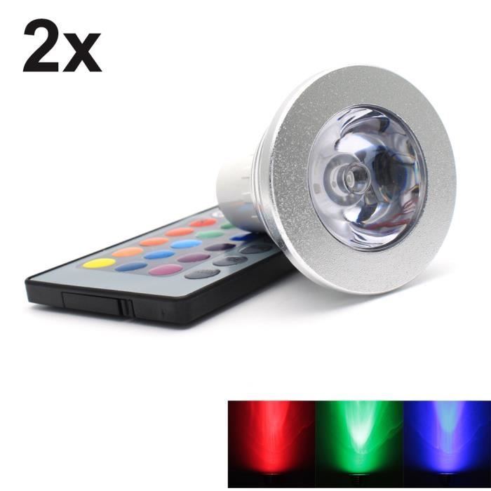 2X GU10 3W RGB Ampoules LED Multicolore LED 16 Changement de Couleur