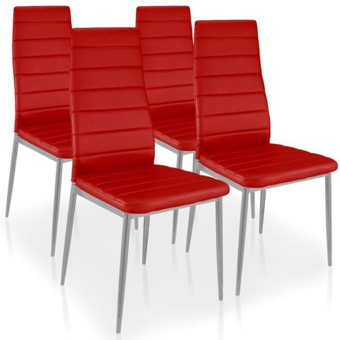 Lot de 4 chaises rouge achat / vente lot de 4 chaises rouge pas ... Table Rouge Créatif cuisine de