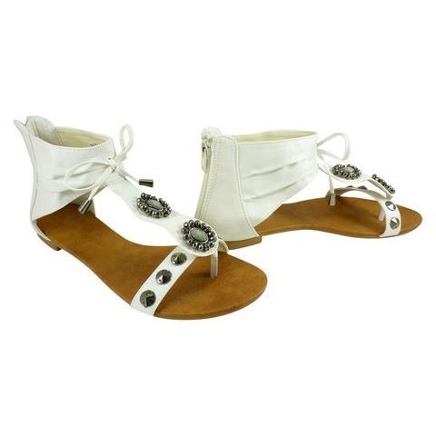 SANDALE - NU-PIEDS Sandales femme noeud et bijoux Blanc