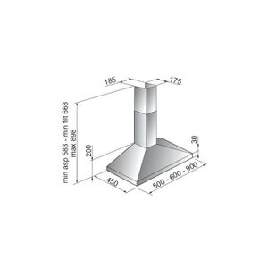 Hotte trapéze 90cm INOX SATINE