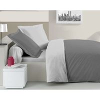 PARURE DE COUETTE CASATXU Parure Housse 220x240cm + 2 taies GRIS FON