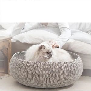 CURVER Panier de couchage rond aspect tricot Cozy Pet Bed - Pour chat et chiot
