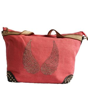 Ce sac Ã  main rouge clair en tissu est Ã  la pointe de la mode avec ...