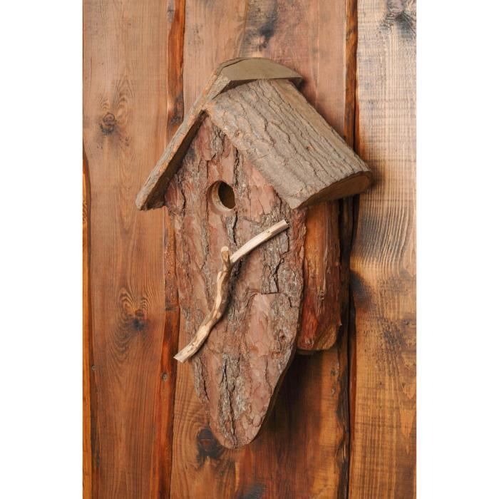 Nichoir en bois pour oiseaux en йcorce fait main original ...