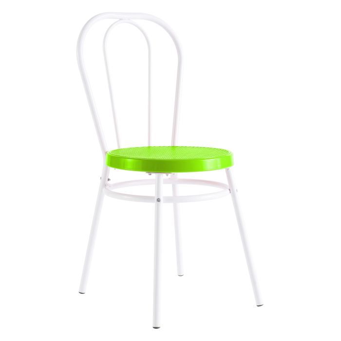 LOT DE 4 CHAISES "BISTRO" VERTS Achat / Vente chaise Métal, epoxy