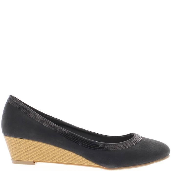 Chaussures Femme New Look Noires à Talons Compensés - Pointure UK 4 (environ 37 FR) - Fermeture Zippée | Escarpins Style Block Heel