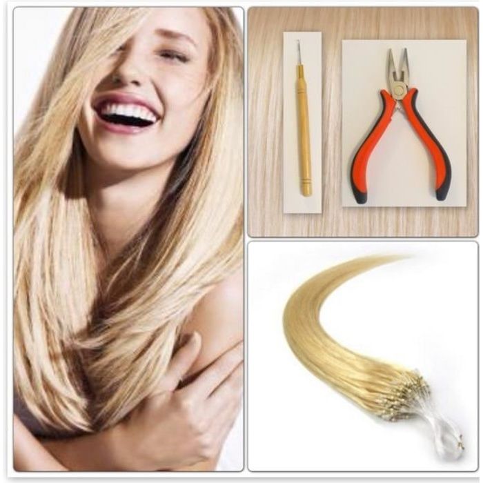 KIT POSE EXTENSIONS DE CHEVEUX A FROID LOOP BLOND Achat / Vente