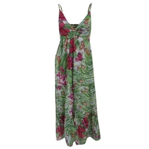 Maxi robe Ã  motif floral - Femme Vert