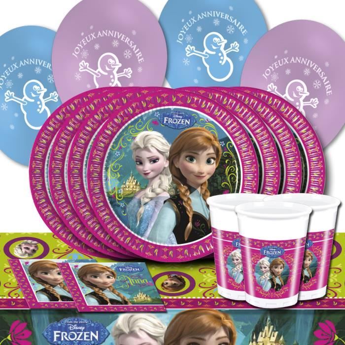 Set De Fête La Reine Des Neiges - 52 Pièces - Assiettes, Gobelets Et Serviettes Jetables