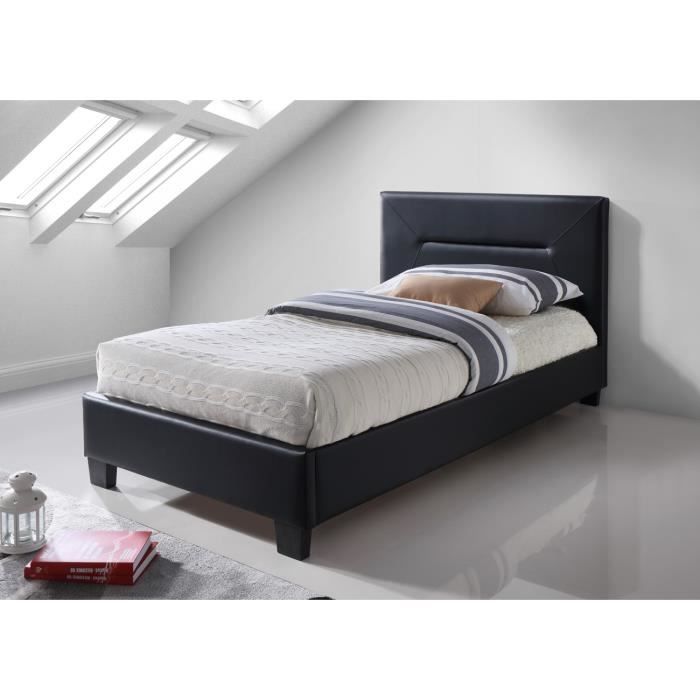 Lit enfant mixte design mitch noir en simili cuir 90x200 cm ... De Mixte Chambre désign bébé