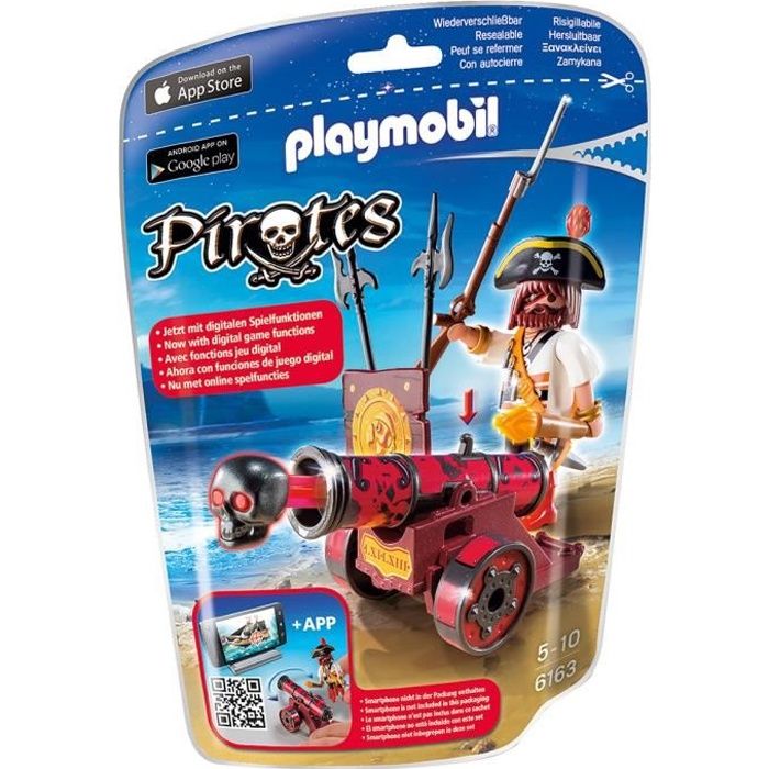 6163-Pirate avec Canon Rouge de Playmobil