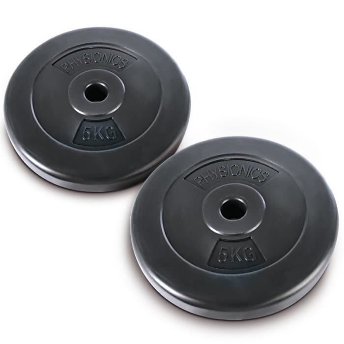 Lifefit Disques Haltères 5kg - Noir, Acier Revêtu Anti-Corrosion