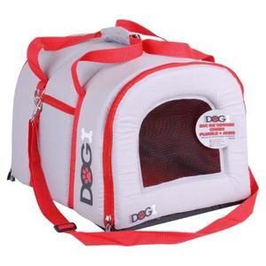 Sac de voyage avec anse de transport - Gris et rouge - Pour chien