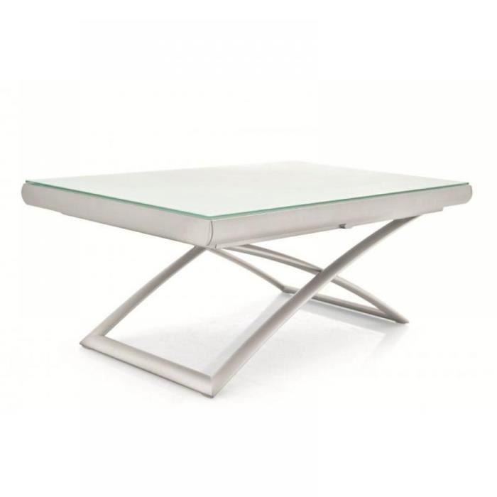 table relevable extensible verre blanc