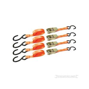 SILVERLINE Lot de 4 sangles d'arrimage ? crochet en S 4 m x 25 mm