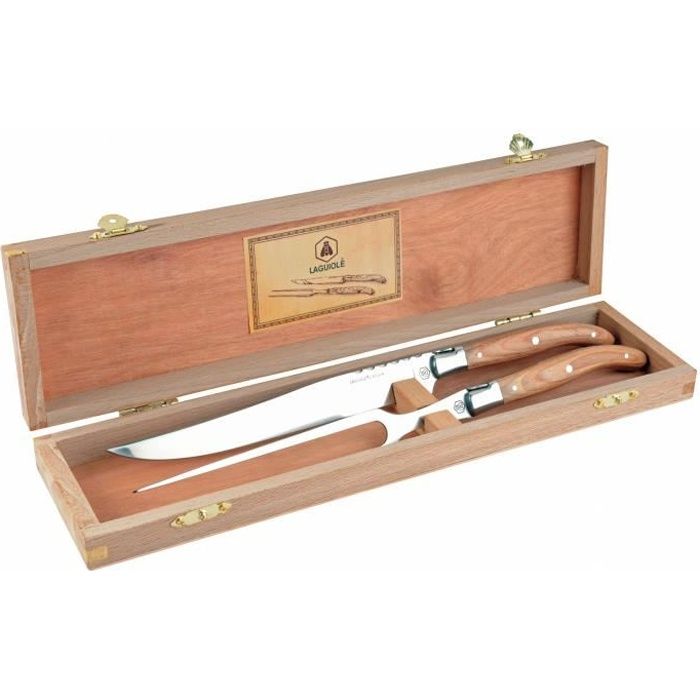 Set Pique-nique Laguiole 18 Pièces - Couteaux, Fourchettes, Tire-bouchon - Manches En Bois De Pin
