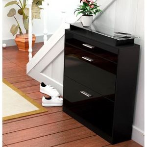 meuble chaussure noir laque pas cher