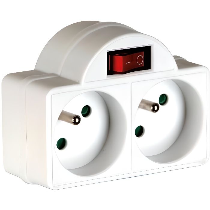 multiprise prise secteur double 2 voies avec inter
