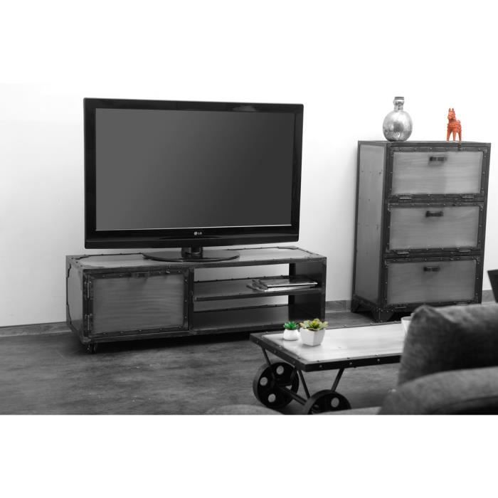 Miliboo Meuble TV industriel métal FACTORY Achat / Vente meuble