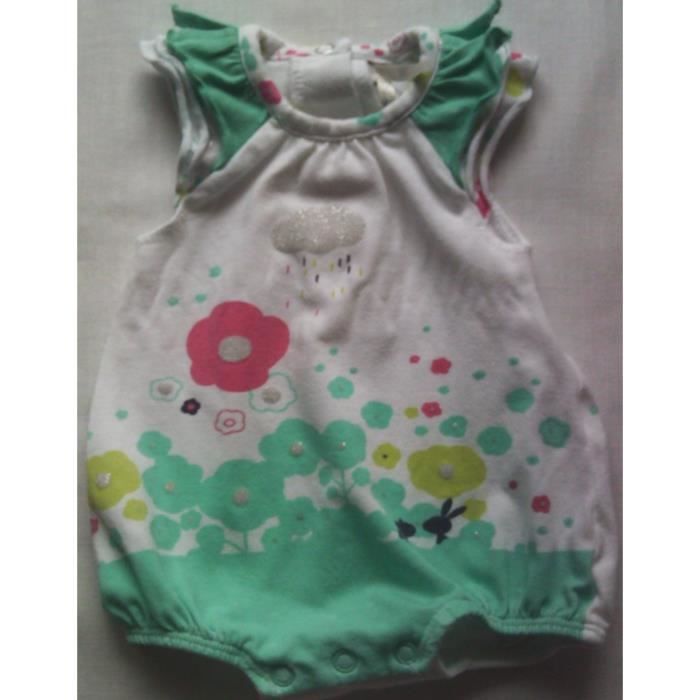 Ensemble Barboteuse Bébé Fille En Denim - Manches Courtes - Body + Bandeau - Taille 18-24 Mois - Vêtement Bébé Confortable