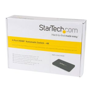 STARTECH Switch vidéo HDMI automatique ? 4 ports avec boîtier en aluminium et support MHL - Commutateur HDMI 4x1 - 4K 30Hz