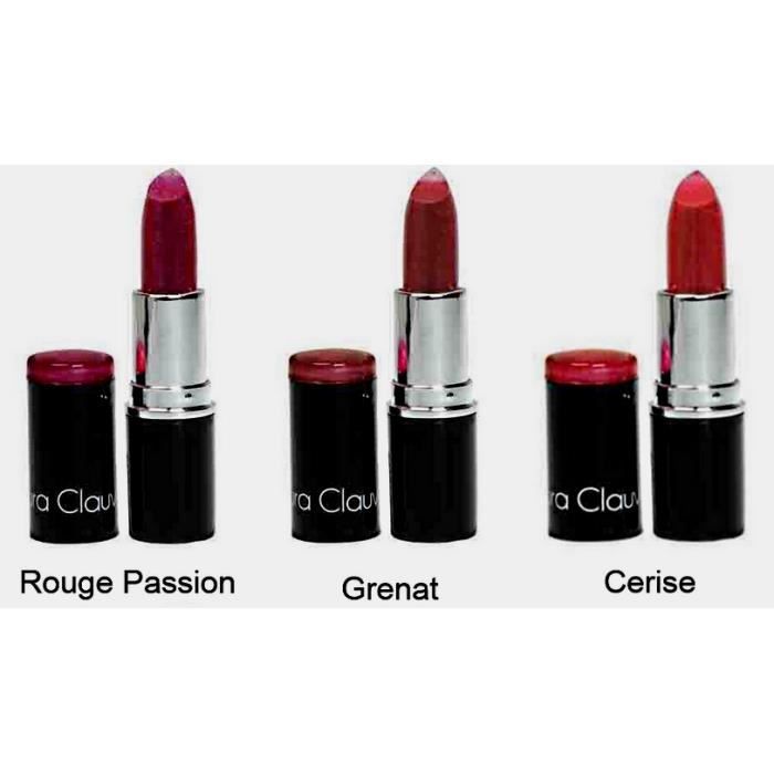 LOT DE 3 ROUGE A LEVRE ROUGE FONCE PAILLETE MAQUIL Achat / Vente rouge a lèvres LOT DE 3 ROUGE