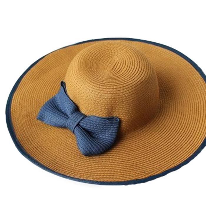 Gros Chapeau De Paille Femme Chapeau De Soleil Chapeau De Plage N?ud