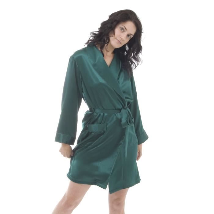 Robe courte de chambre en soie -... Vert Vert - Achat / Vente chemise
